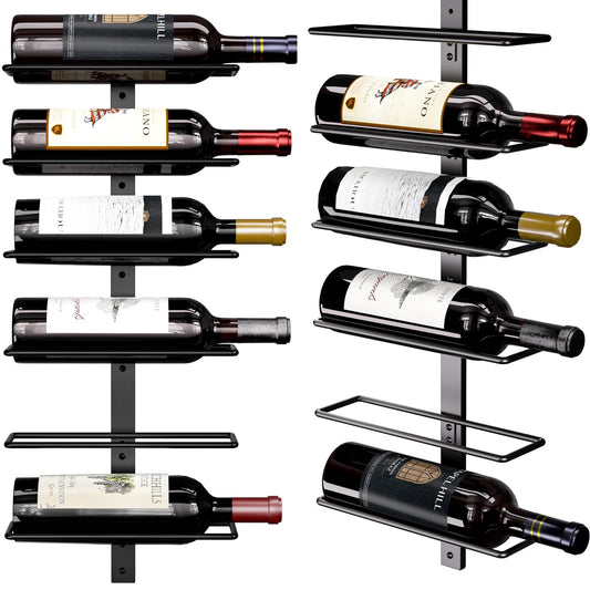 B4Life Wine Rack and Holder Wall Mounted 12 Bottles, Metal Hanging Mount Racks for Wall, Liquor, Champagne for Bottles Storage Home Bar, Cellar and Kitchen, Dining Room (Black, 12 Bottle)