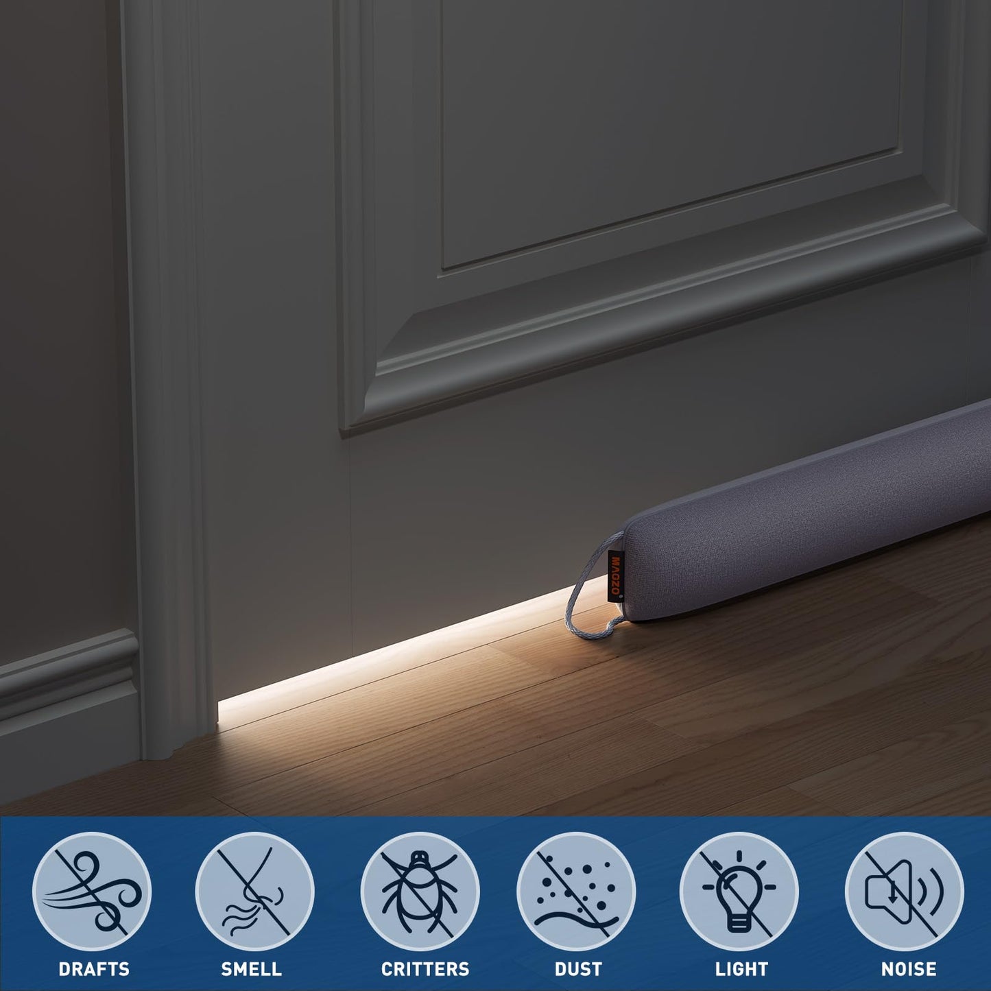 MAGZO Door Draft Stopper, 36 Inch Under Door Draft Blocker Noise Stopper, Weighted Wind Blocker Draft Guard for Bottom of Door, Gray