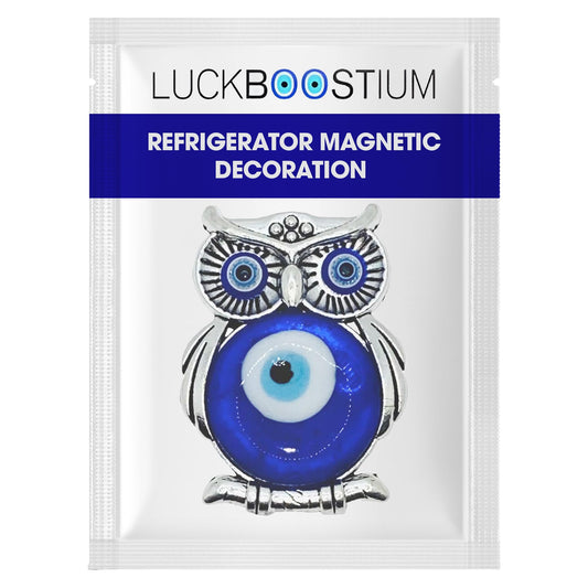 LUCKBOOSTIUM Decorative Owl Magnet for Refrigerator, Office, Locker, Whiteboard – Metal Alloy Charm with Evil Eye for Good Luck & Positive Energy – Stylish Kitchen & Home Decor – 1.7 by 1.4 Inches