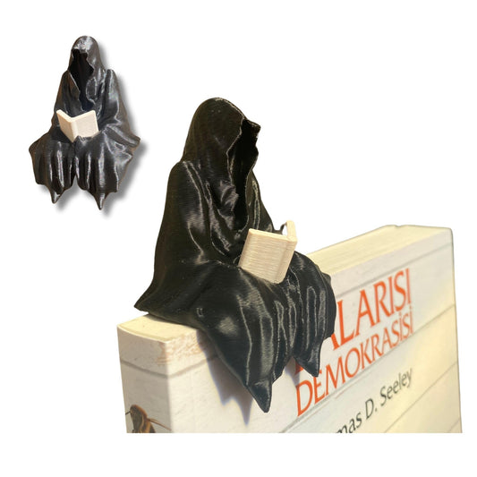 Sitting Ghost Figurine Reading a Book – Suriel ACOTAR Inspired Decoration | Unique Fantasy Home Decor For Book Lovers