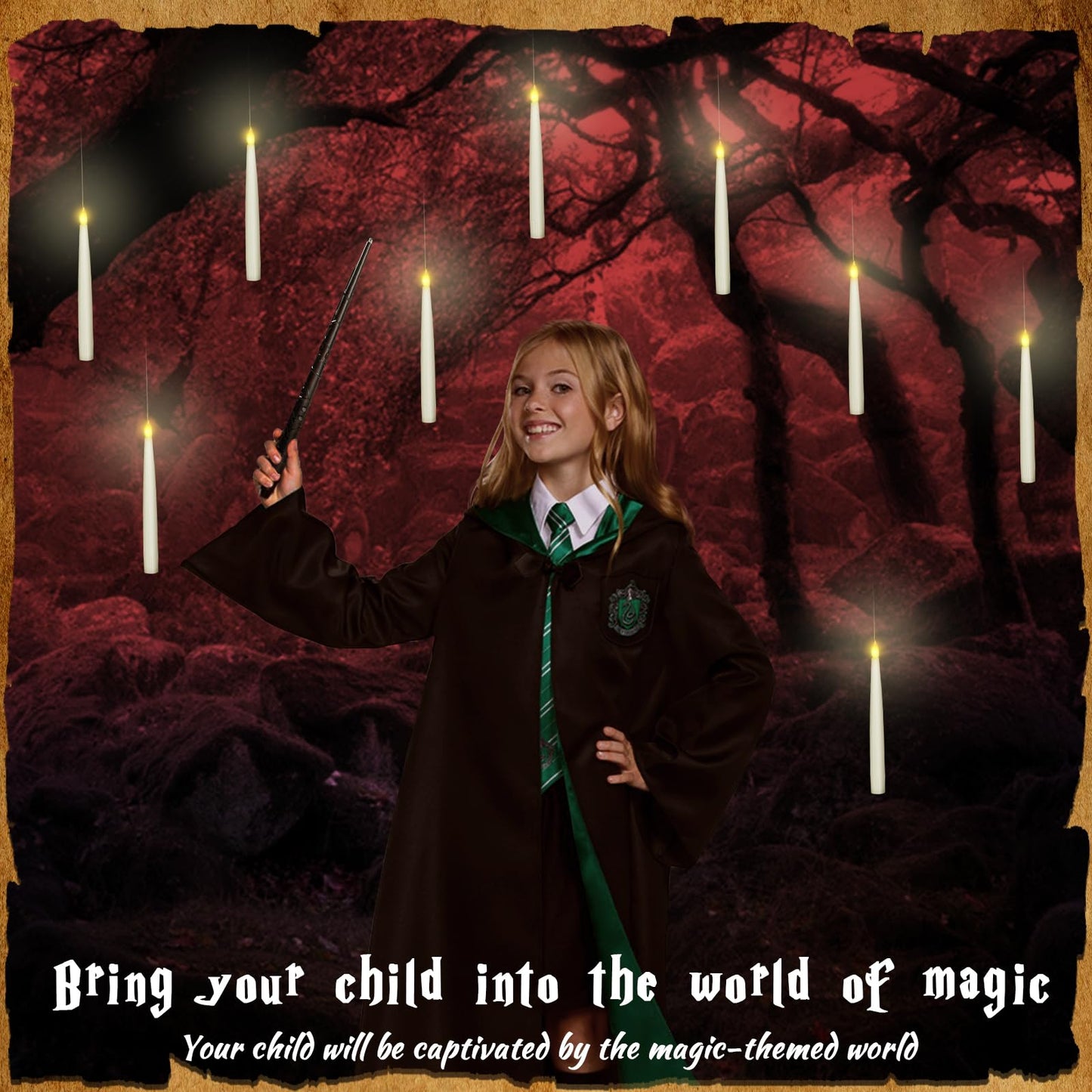 Boribim 20PCS Floating Candles with Wand, Magic Hanging Candles, Flickering Warm Light LED Taper Flameless Candles with Wand Remote, Battery Operated Window Candle for Halloween Decorations Best Gift