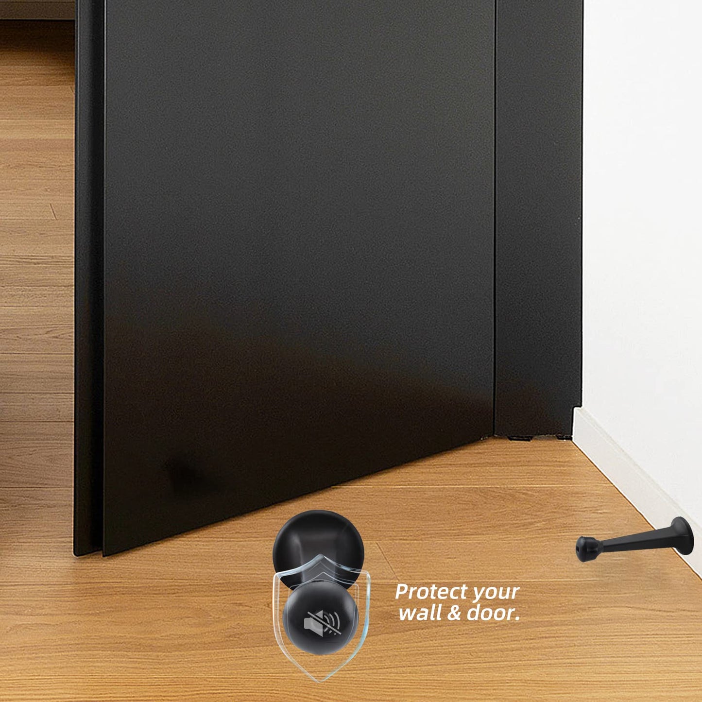 HOME MASTER HARDWARE 12-Pack Heavy Duty Solid Rigid Door Stop - 3" Door Stopper with Matte Black Finish and Plastics Tip for Wall and Door Protection