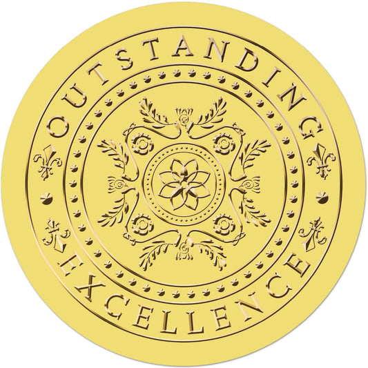 CRASPIRE 625Pcs Excellence Outstanding Gold Envelopes Seals Stickers 1.5" Foil Embossed Self Adhesive Certificates Round Labels for Invitation Graduation Award Diplomas Wedding Gift Wrapping Decor