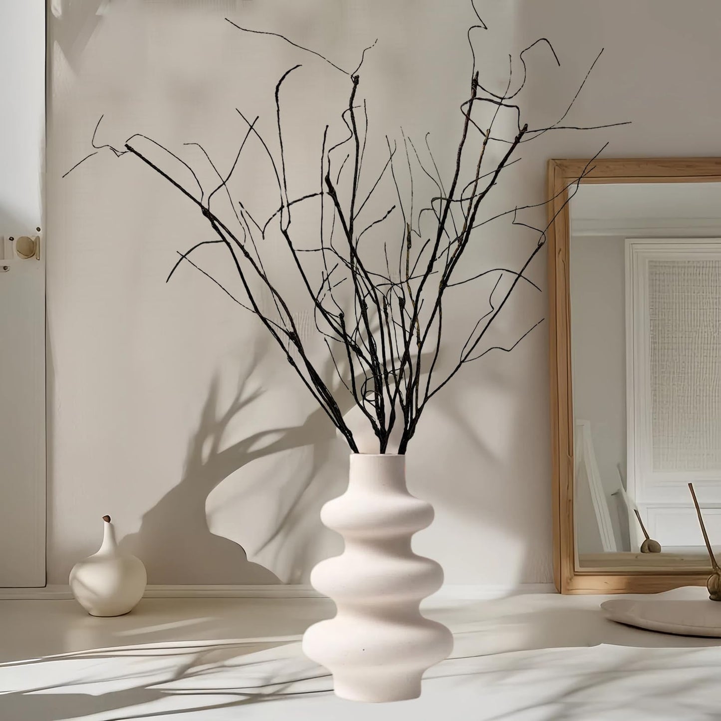 Eiyye Bendable Curly Willow Branches for Vase Stretchable Artificial Twigs for DIY Home Decor Shapeable 29in Faux Stems for Wedding Centerpiece Farmhouse Decoration 5pcs