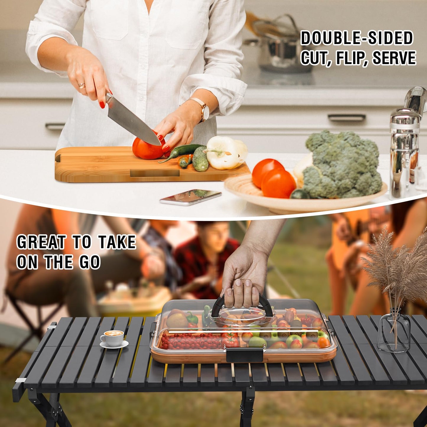 Renmxj Portable Charcuterie Boards with Lid, Cheese, Veggie & Snack Tray