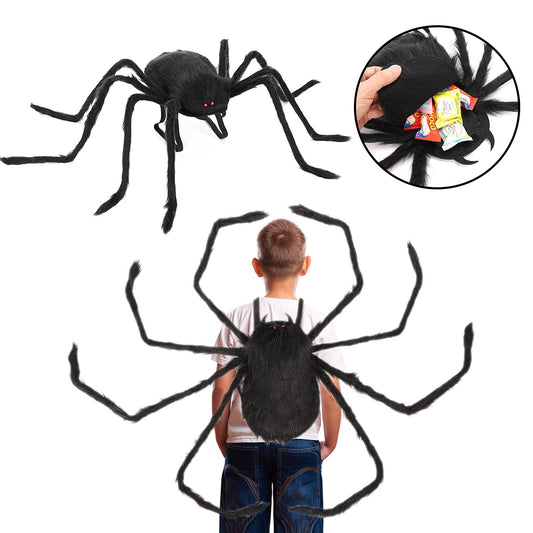 Halloween Spider Costume Party Decorations-Halloween Candy Spider Props with Straps for Kids,Giant HalloweenSpider Decorations Outdoor Indoor Realistic Spider Costume for Yard Haunted House Web Decor
