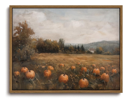 KISSFOX Framed Wall Art Vintage Wall Decor Landscape Pictures Thanksgiving Pumpkin Canvas Art Cottage Paintings Fall Countryside Prints Farmhouse Artwork For Bedroom Living Room Kitchen