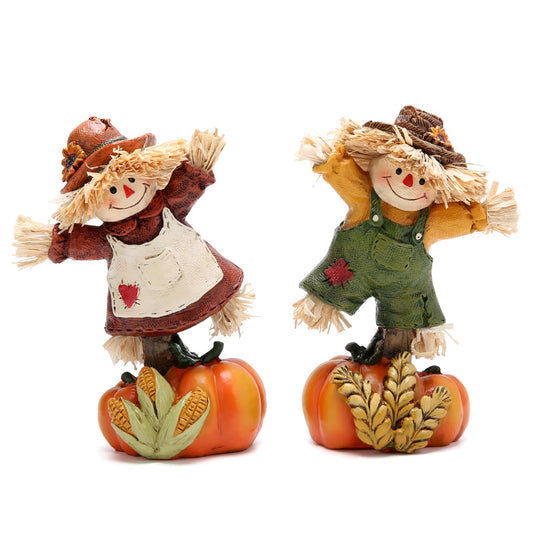 Hodao Collectible Thanksgiving Pumpkin Scarecrow Figurines Harvest Scarecrow Decoration Fall Decorations for Home Handcrafted Artistry Decor Thanksgiving Gifts Tabletop Decor