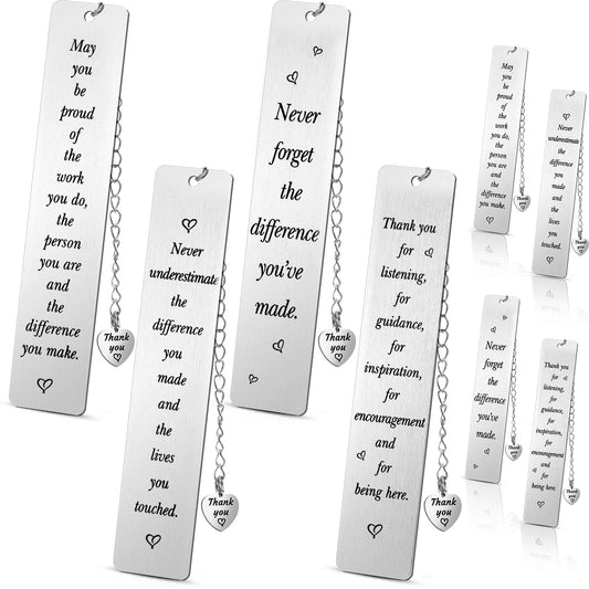 Ferraycle 8 Pcs Metal Bookmark Bulk Teacher Appreciation Gifts Never Forget The Difference You Make Bookmark for Friends Teacher Classmate Book Lovers Valentine's Day Gifts