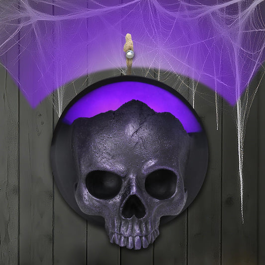 Ovewios Halloween Skull Decorations, Gothic Skeleton Head Hanging Wall Decor, Resin Creepy Skull Led Lights for Indoor Halloween Party Home Decorations