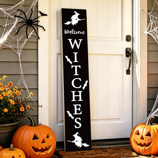 Halloween Decorations Outdoor Halloween Decor Porch Wooden Witches Porch Sign Door Decorations Indoor Outside Welcome Sign for Front Door 46.8 Inch