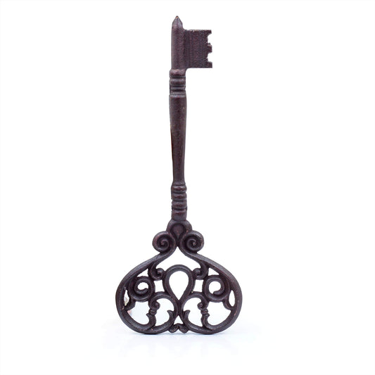 Key Cast Iron Heavy Authentic Handmade Vintage 14" | Decorative Rustic Key Intricate Design, Antique Wall Hanging x Home Decor, Door Key 3D Replica, Classic Large Metal Key, Vintage Art Collectible
