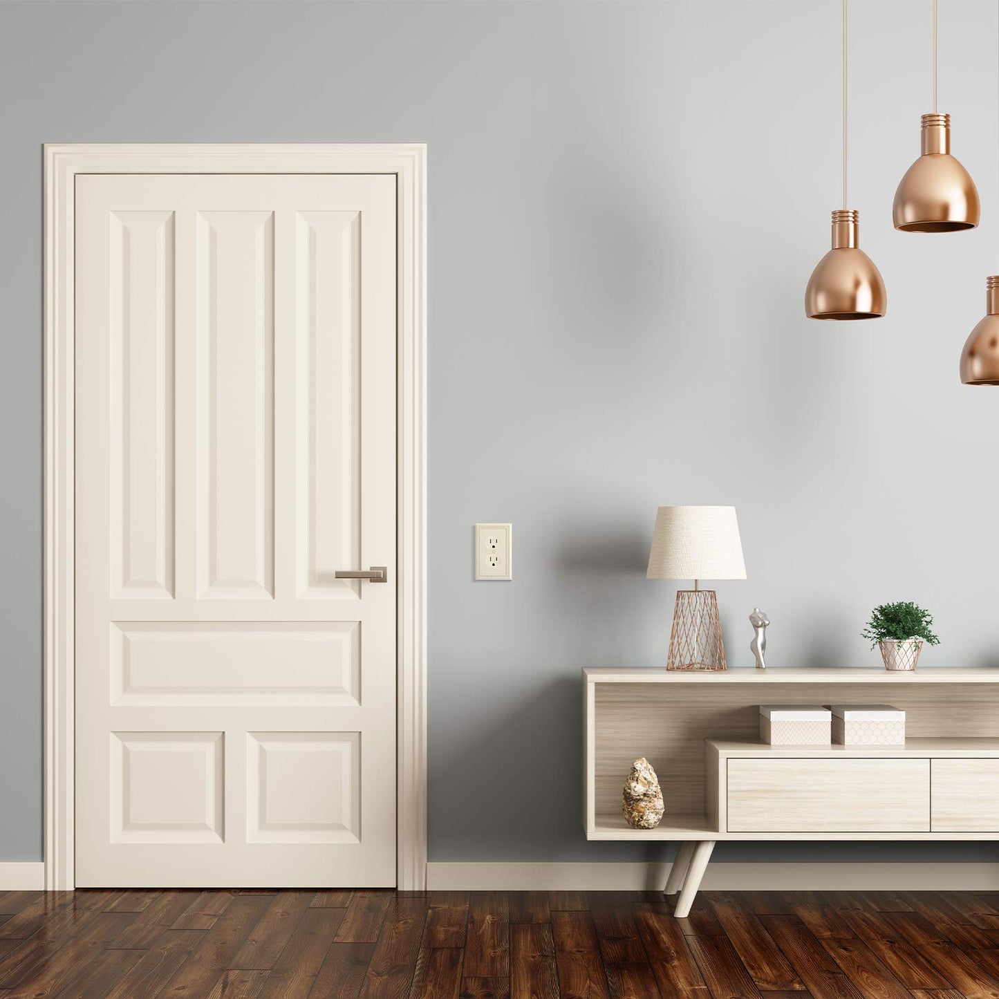 Henne Bery Sunken Pearls Heavy Duty Decorative Wall Plate Switch Plate Outlet Cover, Durable Solid Zinc Alloy (Single Duplex 2PK, Light Almond)