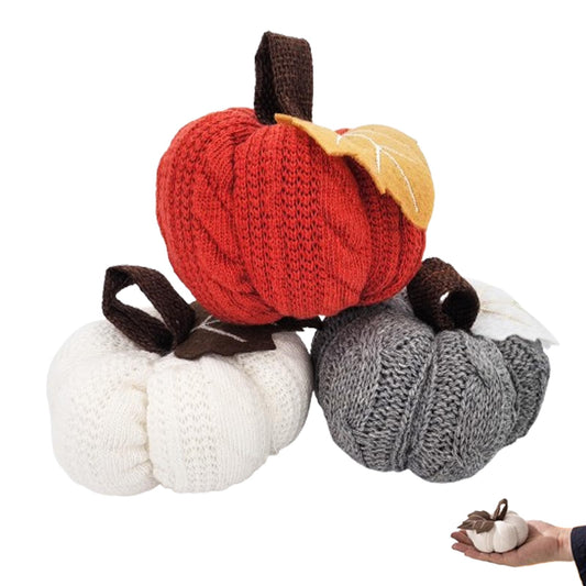3Pcs Cute Pumpkin Decor Fall Decorations Mini Pumpkins for Decorating Fall Decor Hanging Autumn Tree Knitted Pumpkins Ornaments Colorful Pumpkin Decorations Halloween Thanksgiving Decoration