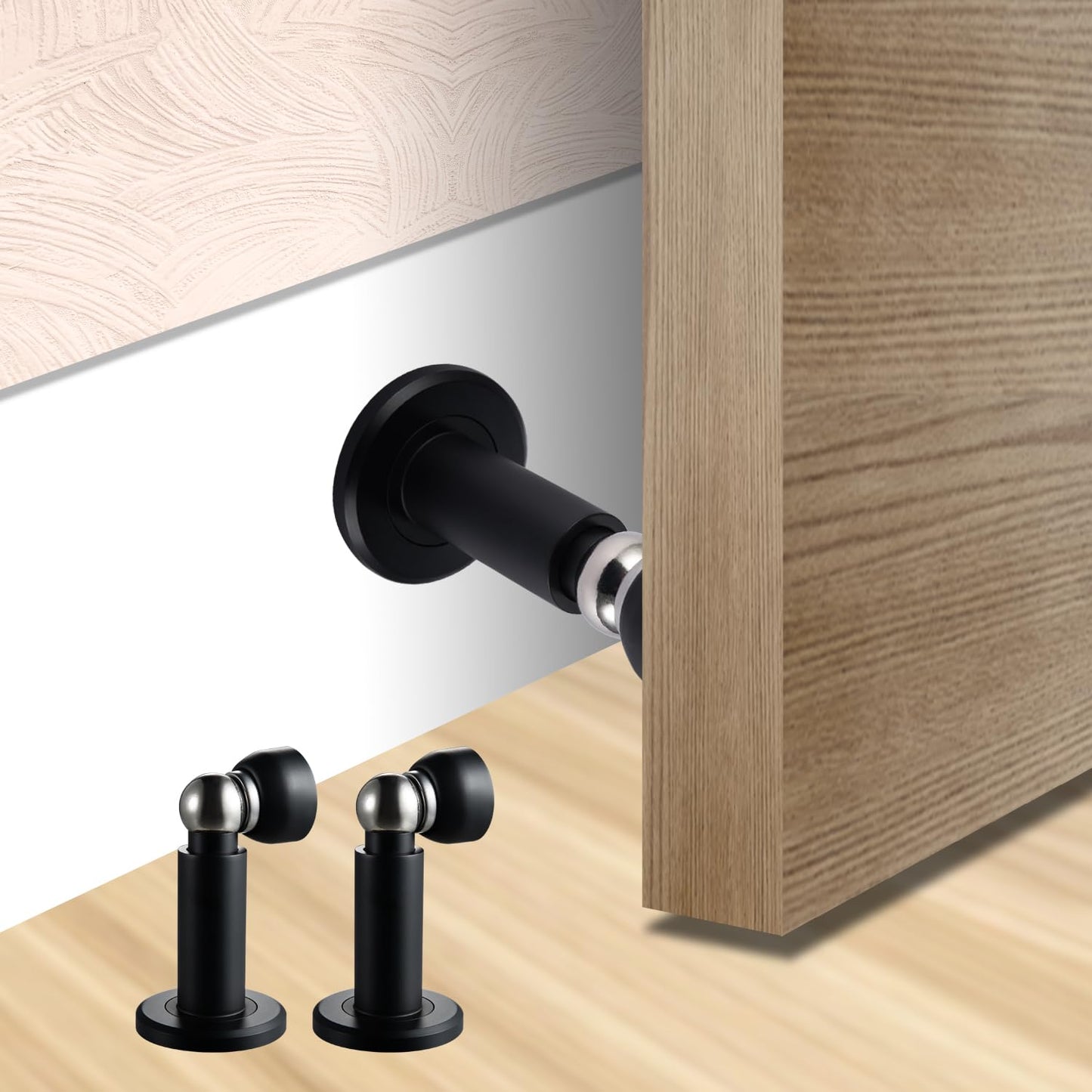 TOPTAKE Door Stoppers – Heavy Duty Magnetic Door Stopper for Wall & Bottom of Door – Premium Adjustable Door Stop with Heavy-Duty Windproof Design, Constructed with SUS304 (Black-1PCS)
