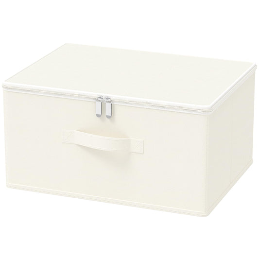 GUOHNHE Storage Bins with Zipper, Cube Organizer Basket with Lid, Collapsible Stackable Closet Boxes, for Home and Bedroom, 1 Pack, Beige, 11.8 x 7.9 x 6.3 In, XSNY16BES-1