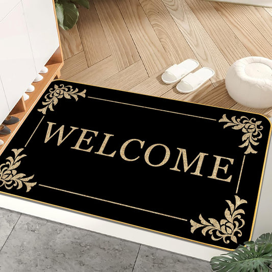 Welcome Mats Duty Sturdy Front Door Mat for Home Entrance Indoor and Outdoor, Garage and Garden Outside Entryway Floor Mat, Non Slip, Fade Resistant, Easy Clean 17 x 29 Inch (Black)