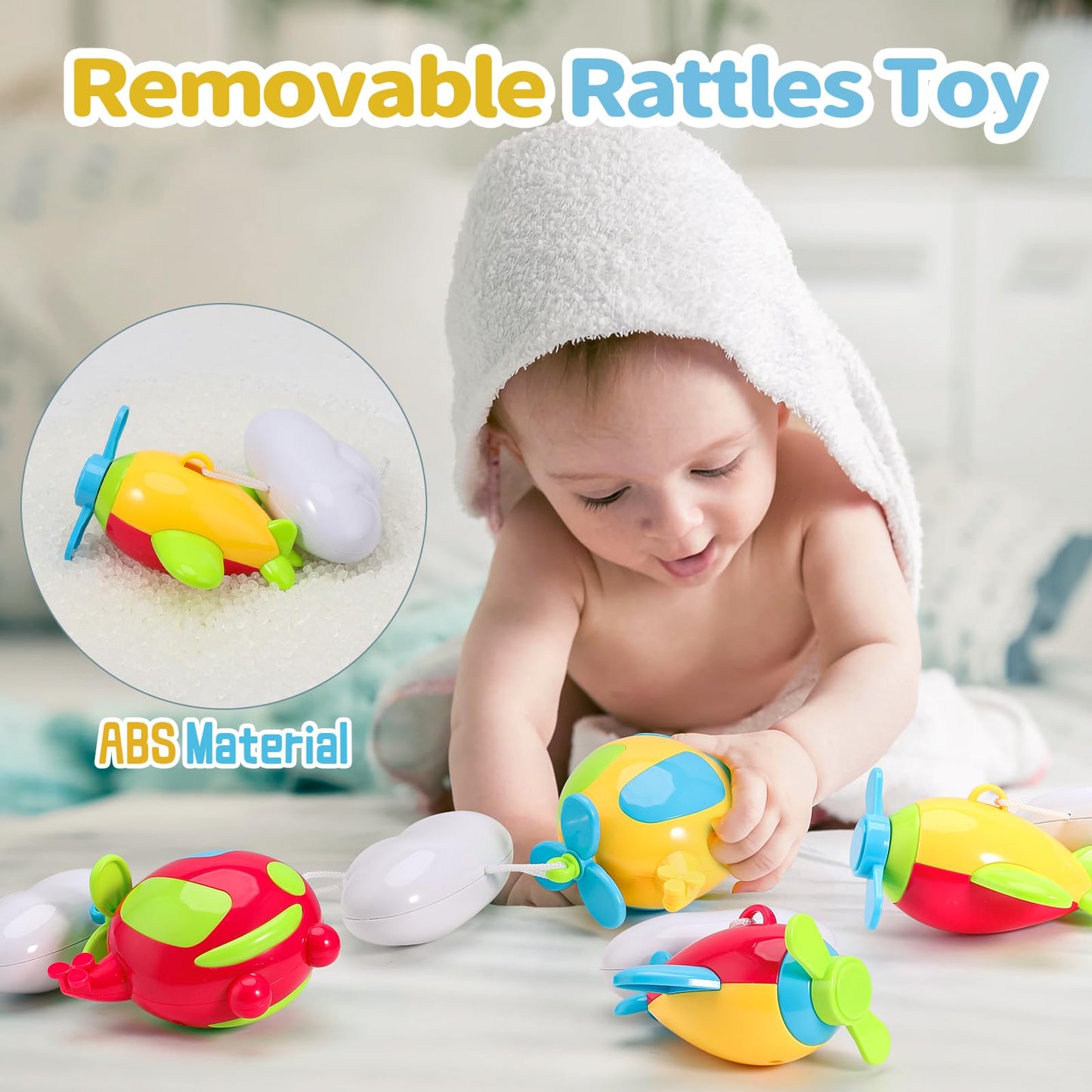 Baby Musical Crib Mobile with Hanging Rotating Toys, Remote Control, Lights Projector Function Music Box, Cartoon Rattles for Babies Boy Girl 0-24 Months, Newborn Sleep with 108 Melodies (Plane)