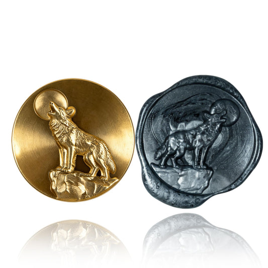 Mceal Wax Seal Stamp Head, 3D Embossed Relief for DIY Crafts, Wedding Invitations, Gift Wrapping, Halloween Collection (Howling Wolf)