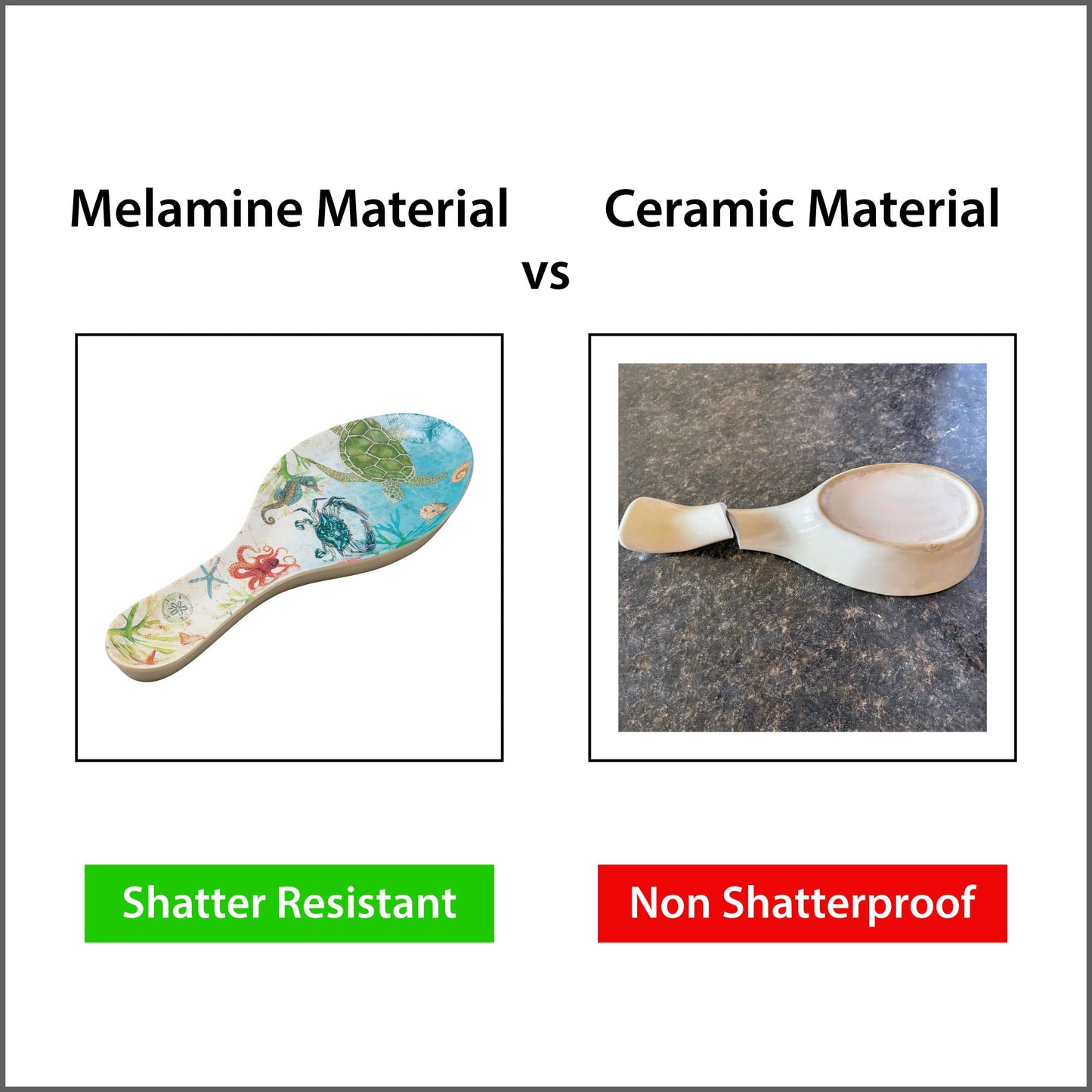 UPware Sea Life Melamine Spoon Rest, Cooking Spoon Holder for Stove Top, Kitchen Counter, and Dining Table, 9.625 Inch, Multicolor