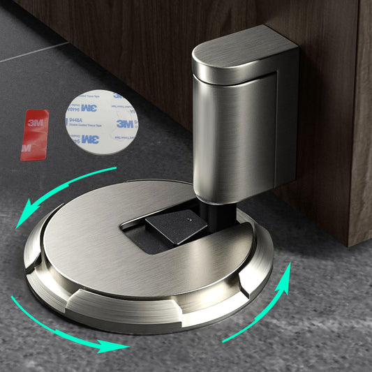 HOOFUS No Magnetic Mechanical Floor Door Stopper,Adjustable Door Holder, for Door Gaps up to 0.75 Inch in Height,Nail Free or Screws (Matte Brushed Nickel, 1 Pack)