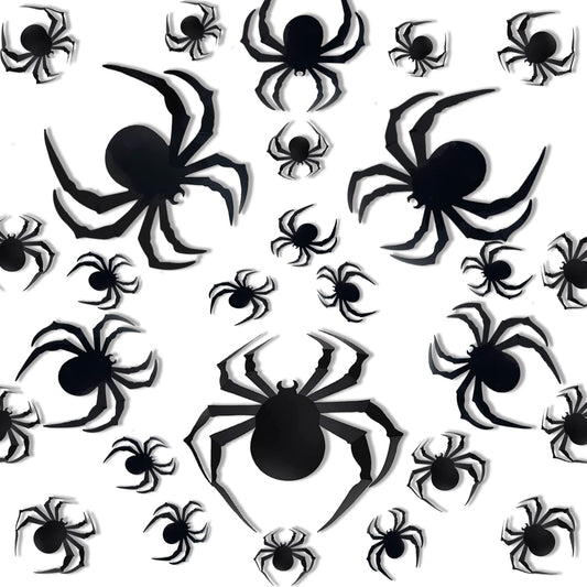 60PCS Halloween Spider Wall Decor, Halloween Big 3D Spider Stickers for Halloween Home Decorations, Realistic Black Spider Decal for Halloween Eve Party Decor Indoor Room Window