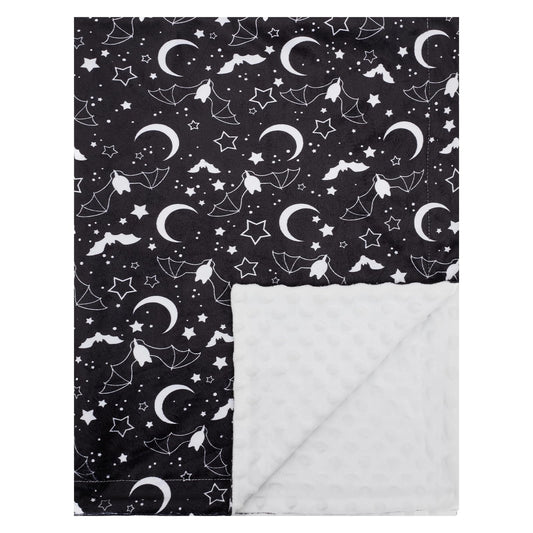 Baby Blanket for Boys Girls Super Soft Double Layer Minky with Dotted Backing Cute Cow Crib Receiving Blanket Bed Throws for Newborns Nursery Stroller Toddler 30 x 40 Inch (Halloween Bat)