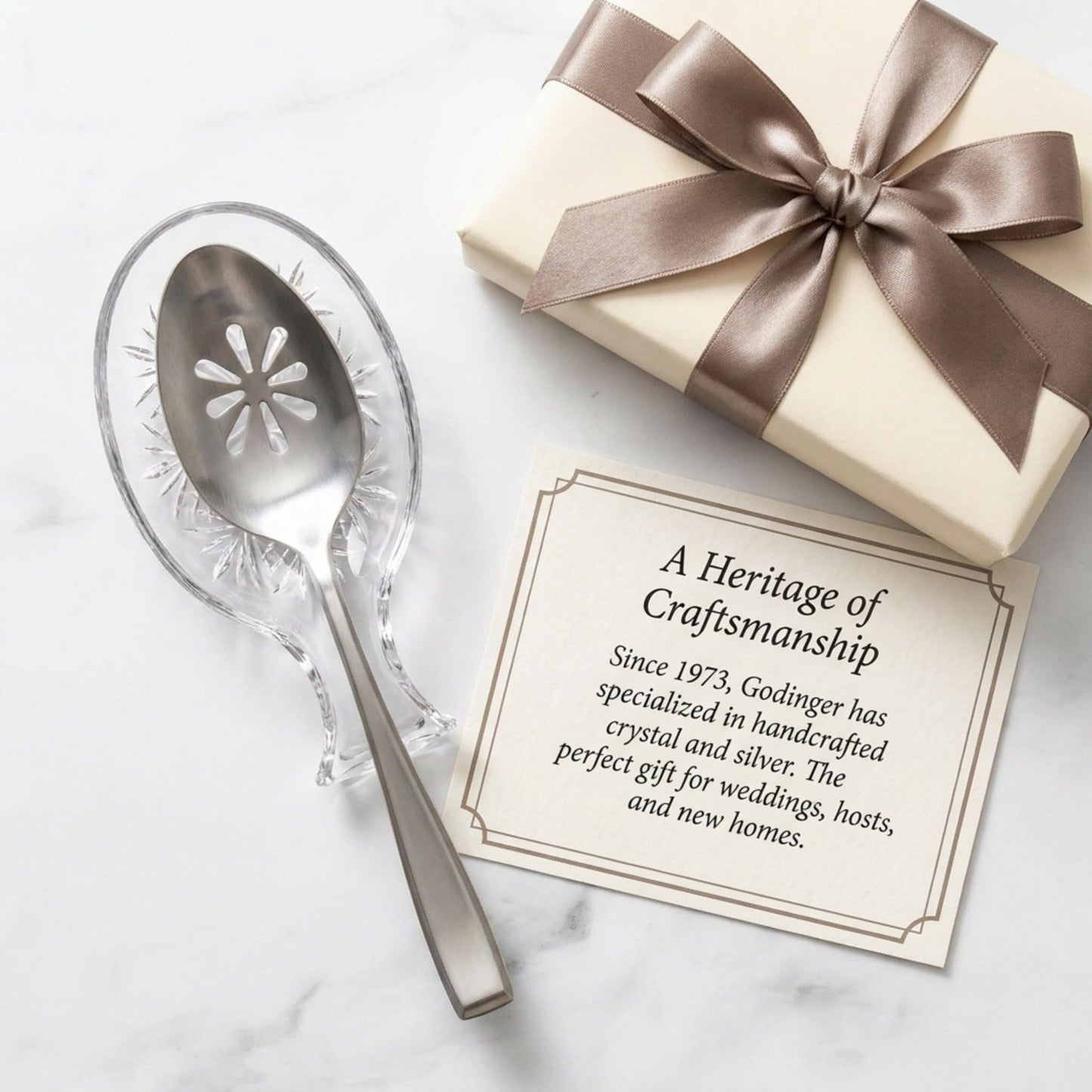 Godinger Spoon Rest for Kitchen, Crystal Glass Spoon Holder Rest - Dublin Collection - Set of 2