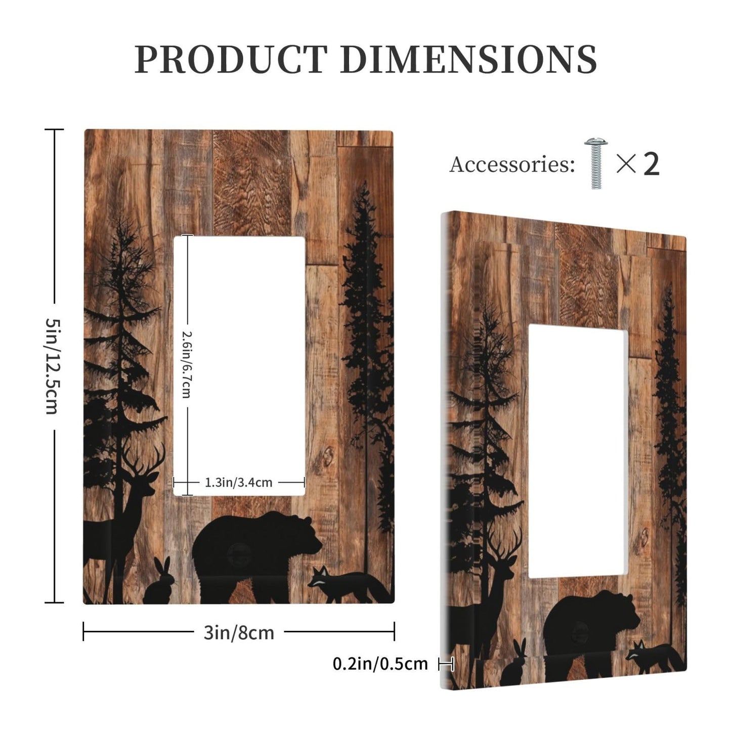 Nadoabtm Decorative Outlet Covers Rustic Woodland Animal Silhouette Bear Deer 1 Gang Single Rocker Light Switch Cover Plate Electrical Switch Plate Cover Gfci Wall Plates For Cabin Farmhouse Decor