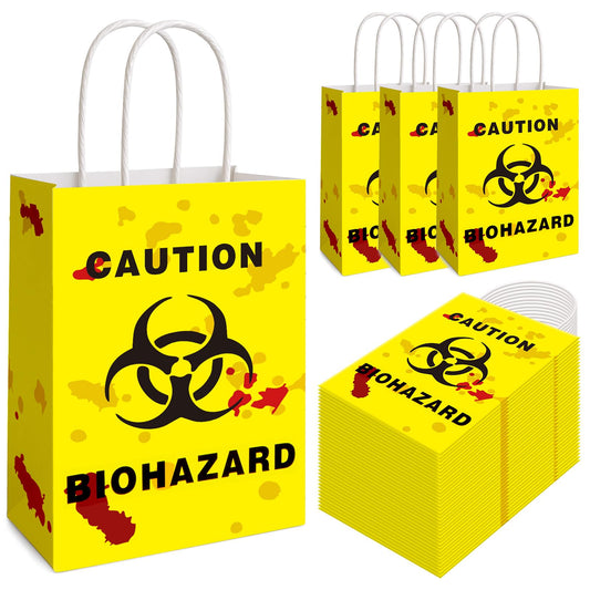 FOGWOWO 36 Pcs Halloween Paper Gift Bags Zombie Biohazard Halloween Party Favors Treat Bags Biohazard Halloween Decorations Trick or Treat Bags Candy Goodie Bag Zombie Biohazard Party Supplies