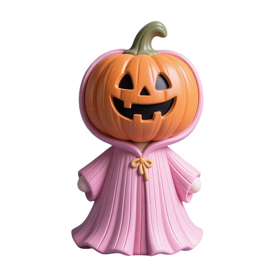 Lummitwit Pink Halloween Ghost Decoration, Cute Pink Ghost Figurine, Halloween Resin Figurine, Cute Pumpkin Ghost Indoor Dining Table, Mantel, Shelf Decoration Craft Pumpkin Gift (Pumpkin Face)