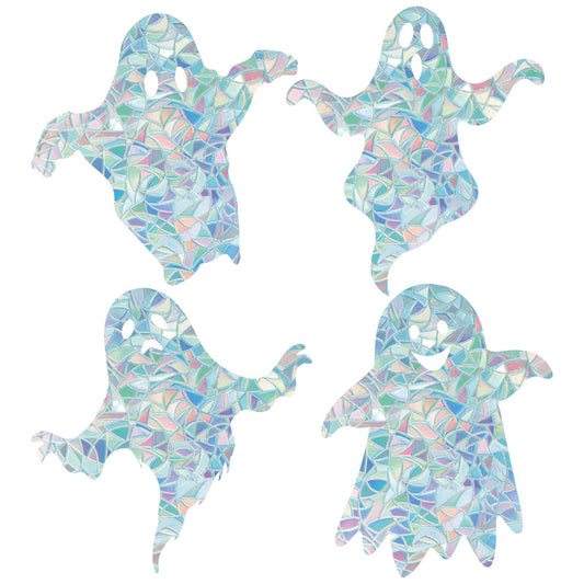GORGECRAFT 16Pcs 4 Styles Halloween Window Clings Ghost Rainbow Window Decals Non-Adhesive Prism Windows Stickers Suncatcher Anti-Collision Cling to Save Birds from Door Collision Strike for Home