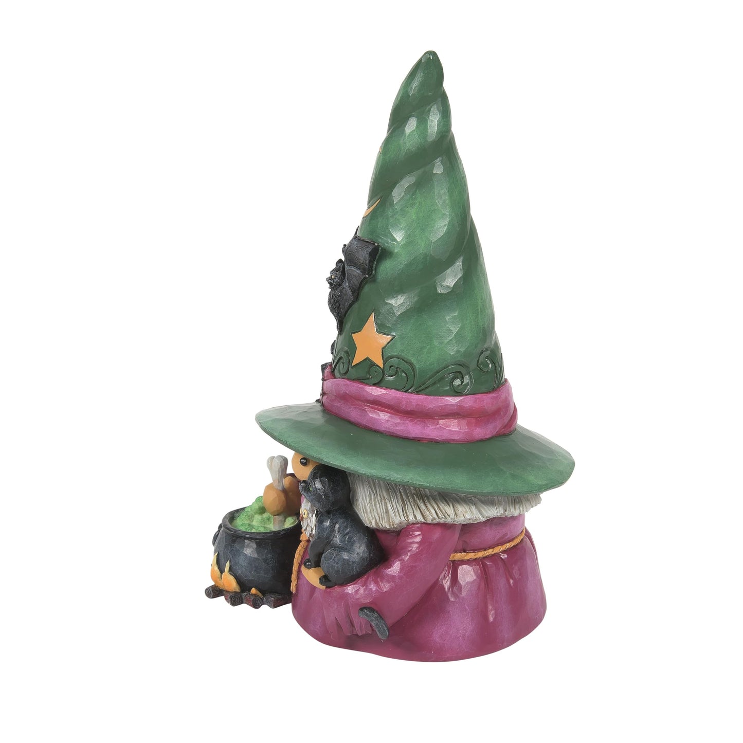 Enesco Jim Shore Heartwood Creek Halloween Collection Witch Gnome with Cauldron and Cat Figurine- Stone Resin Hand Painted Crafted Collectible Gnomes Halloween Figurines Home Decor Statue, 7.68 Inch