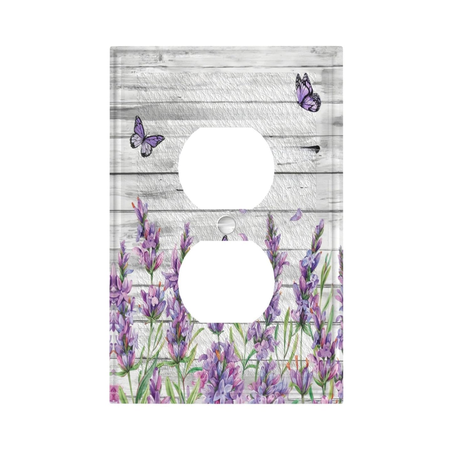 CKHTER Lavender Purple Lilac Butterfly Outlet Covers Light Switch Cover Decorative Rustic Floral Wall Plate Farmhouse Receptacle Faceplates for Living Room Bedroom Bathroom House