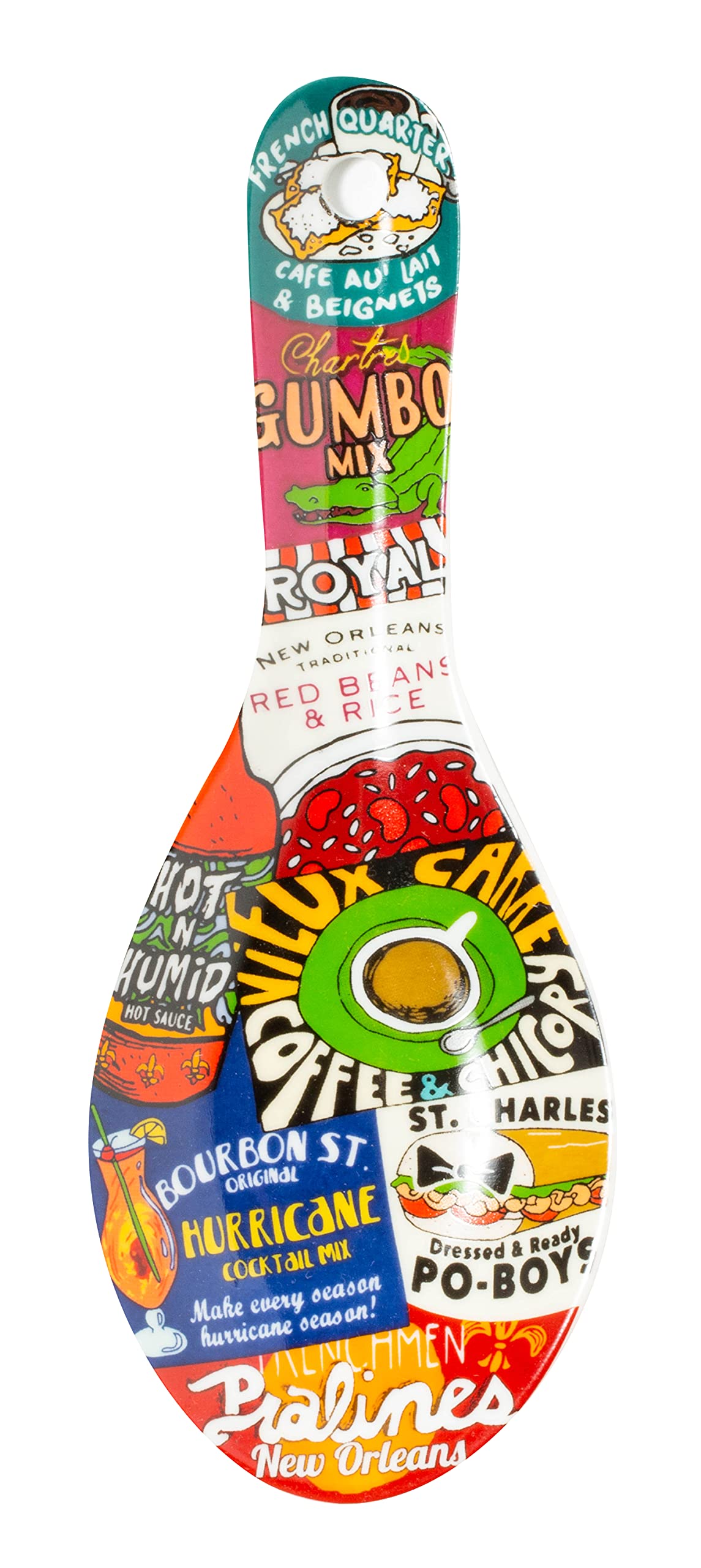 New Orleans Iconic Food Logos Design Souvenir Spoon Rest (Ceramic)