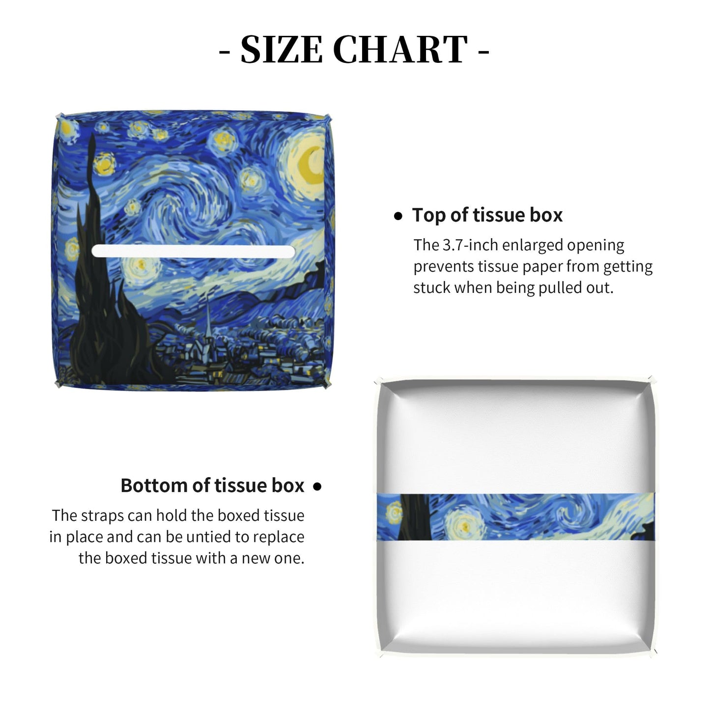 POIUBLE Starry Night Tissue Box Cover Leather Tissue Box Holder Square Facial Paper Organizer Dispenser for Bathroom Kitchen Bedroom Vanity Countertop Night Stands