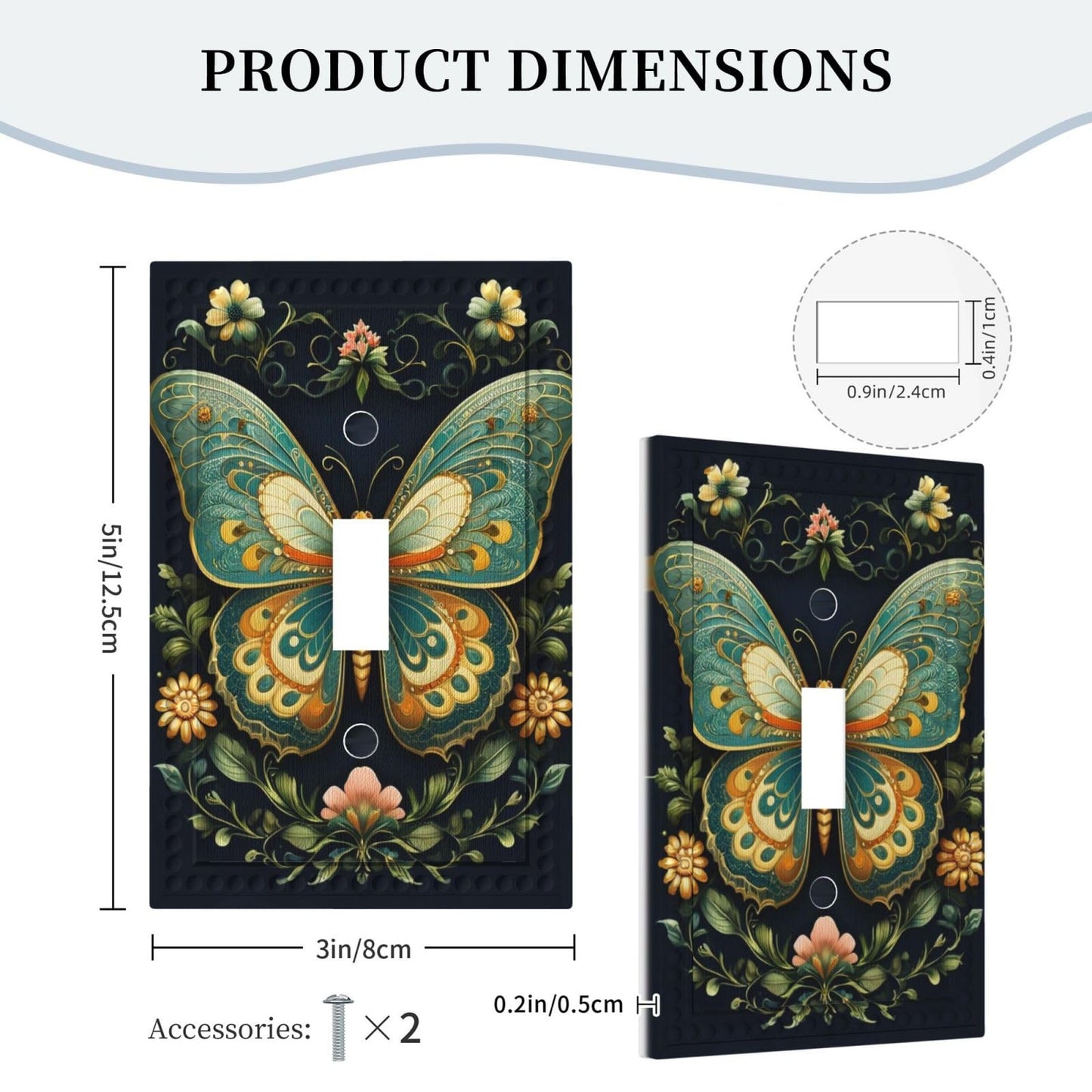 PPZCXWP Vintage Baroque Butterfly Gold Toggle Switch Plate Cover