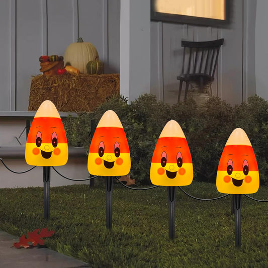 GOOTHY Halloween Candy Corn Pathway Lights Outdoor, 7Ft C7 LED Halloween Decorations Candy Corn Pathway String Lights Waterproof with 4 Stakes for Outdoor Garden Walkway Driveway Lawn Party Decor