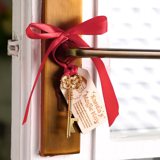 Landical 61 Pcs Christmas Santa Magic Key Ornaments for No Chimney Houses Vintage Metal Skeleton Keys with Santa Claus Cards Red Velvet Bags and Red Ribbon for Holiday Tree Hanging Ornament Gift