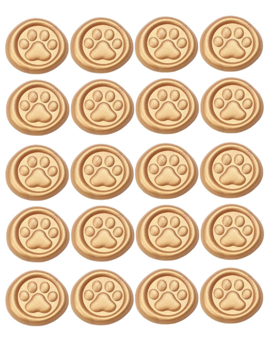 Gold Paw Wax Seal Stickers-40PCS Bulk Self-Adhesive Vintage Sealing Stickers for Envelopes, Letter, Invitations, Gift Wrapping, Scrapbooking – Cute Animal Footprint Design(