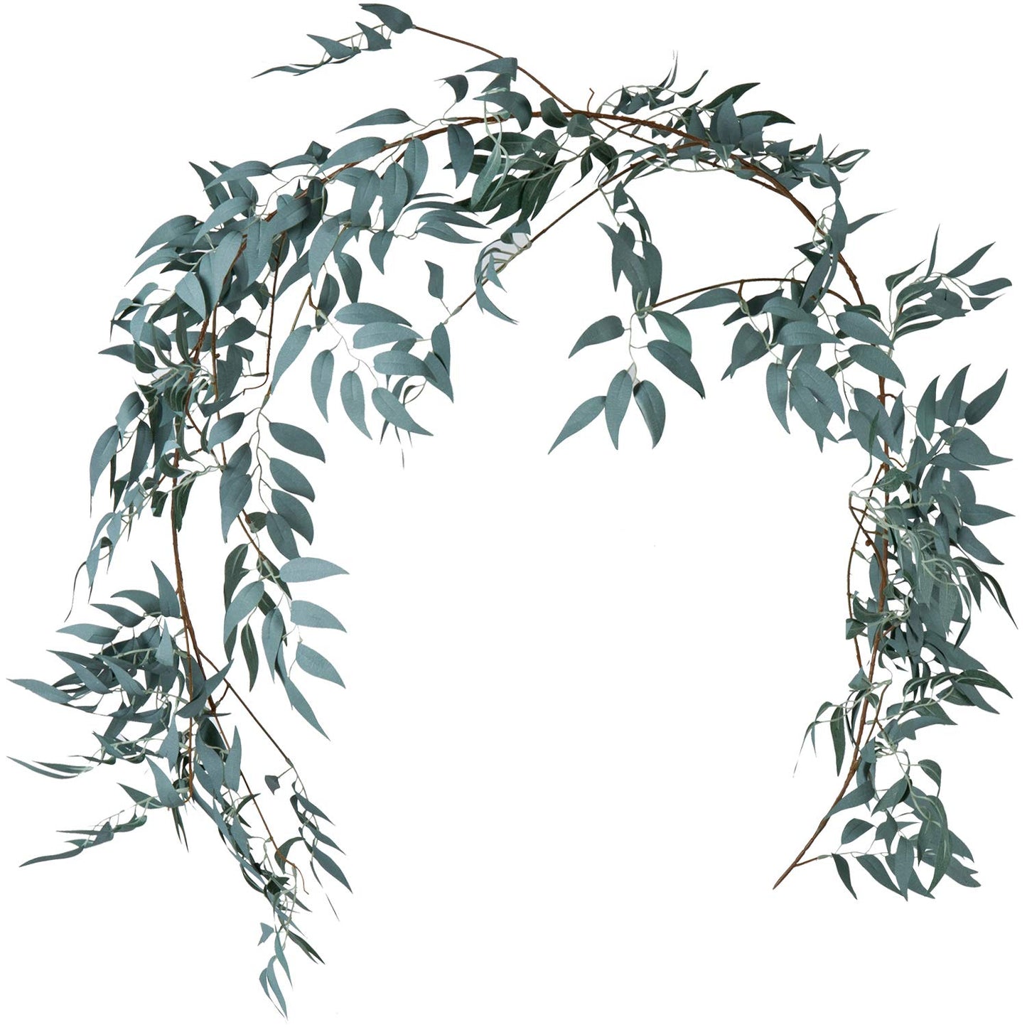 LJDJ Gray Green Leaf Garland Decorations - 5.4 Feet Artificial Silk Fabric Willow Plant Leaves Vines Twigs Garland String Wedding Decor Jungle Luau Safari Party Supplies Faux Greenery Crowns Wreath