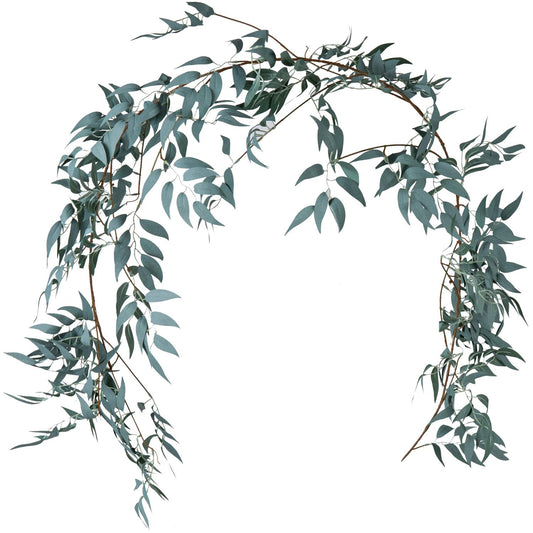 LJDJ Gray Green Leaf Garland Decorations - 5.4 Feet Artificial Silk Fabric Willow Plant Leaves Vines Twigs Garland String Wedding Decor Jungle Luau Safari Party Supplies Faux Greenery Crowns Wreath
