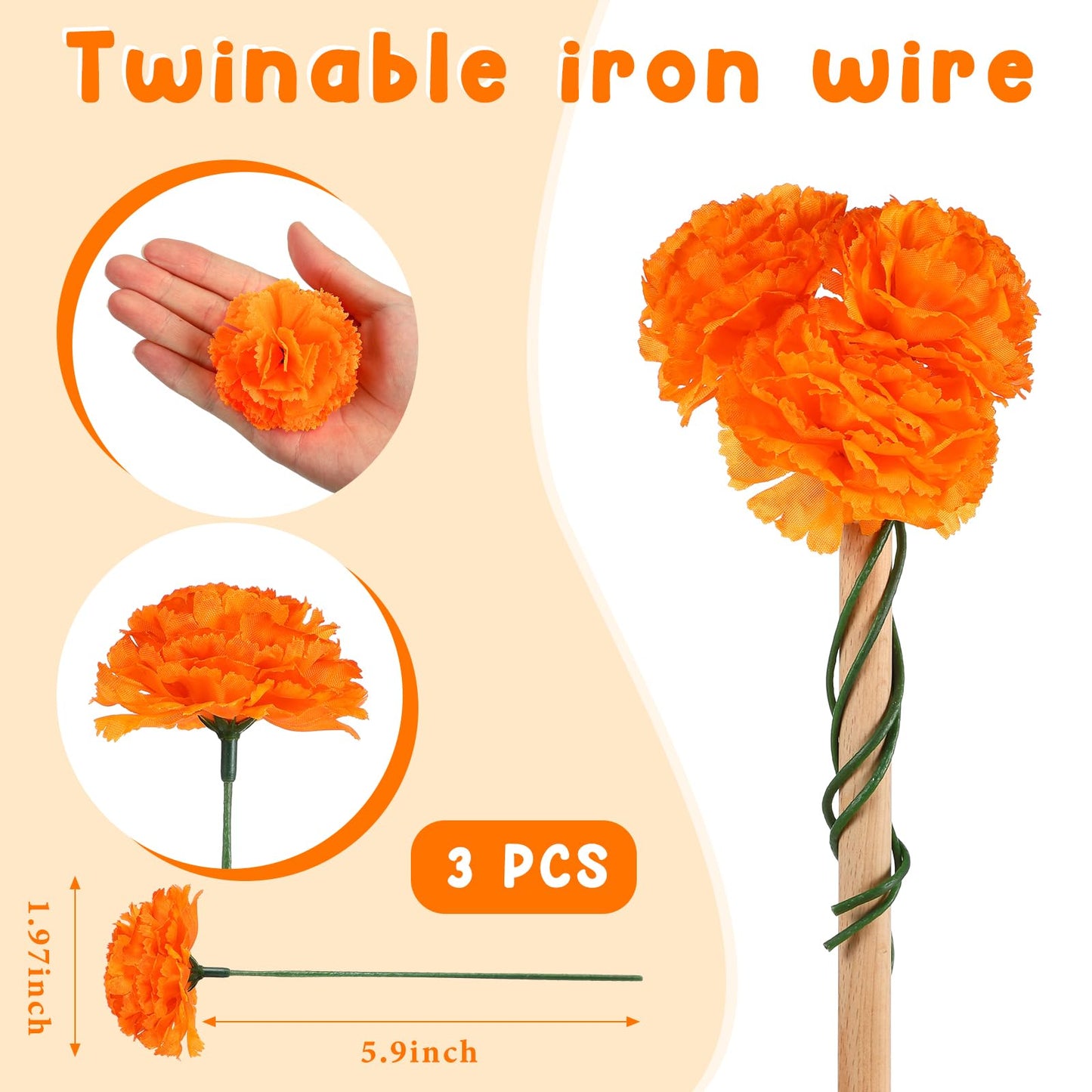 Liliful 44 Pcs Day of the Dead Decorations Set Artificial Marigold Flowers Mexican Party Banners Flameless Votive Candles Dia De Los Muertos Table Runners for Wedding Festival Fiesta Halloween Decor