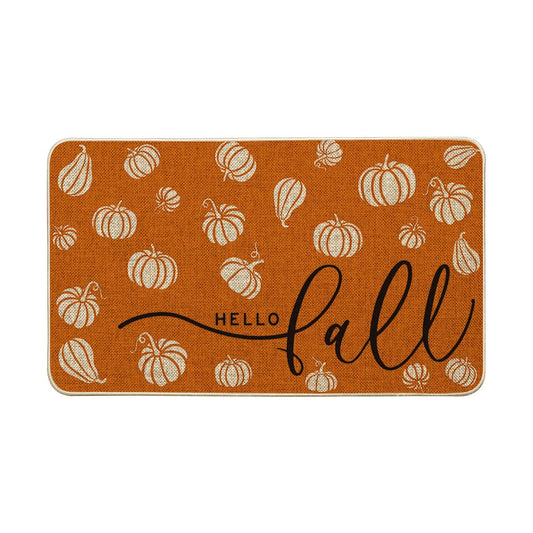 Artoid Mode Orange Pumpkins Hello Fall Doormat, Autumn Home Decor Low-Profile Switch Rug Door Mat for Indoor Outdoor 17x29 Inch