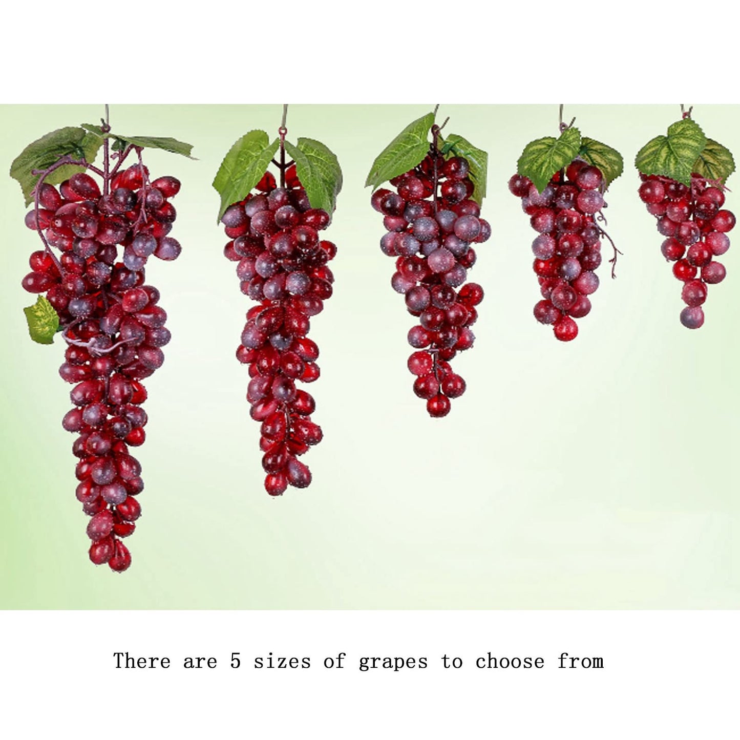 Bairdish 5pcs Red Simulation Grapes Bunches Lifelike Artificial Grapes Fake Grape Bundle for Vines Decoration Wine Kitchen Garland Decor Faux Fruit Props(36grains 7 Inches Long)