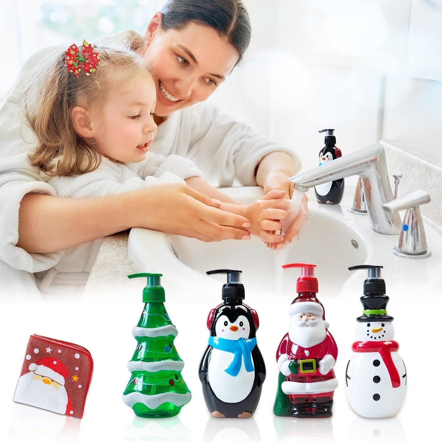 Christmas Bathroom Decorations - Simple Merry Christmas Decorations - Decorative Refillable Hand Pumped Soap Dispenser for Kitchen and Bathroom (4)
