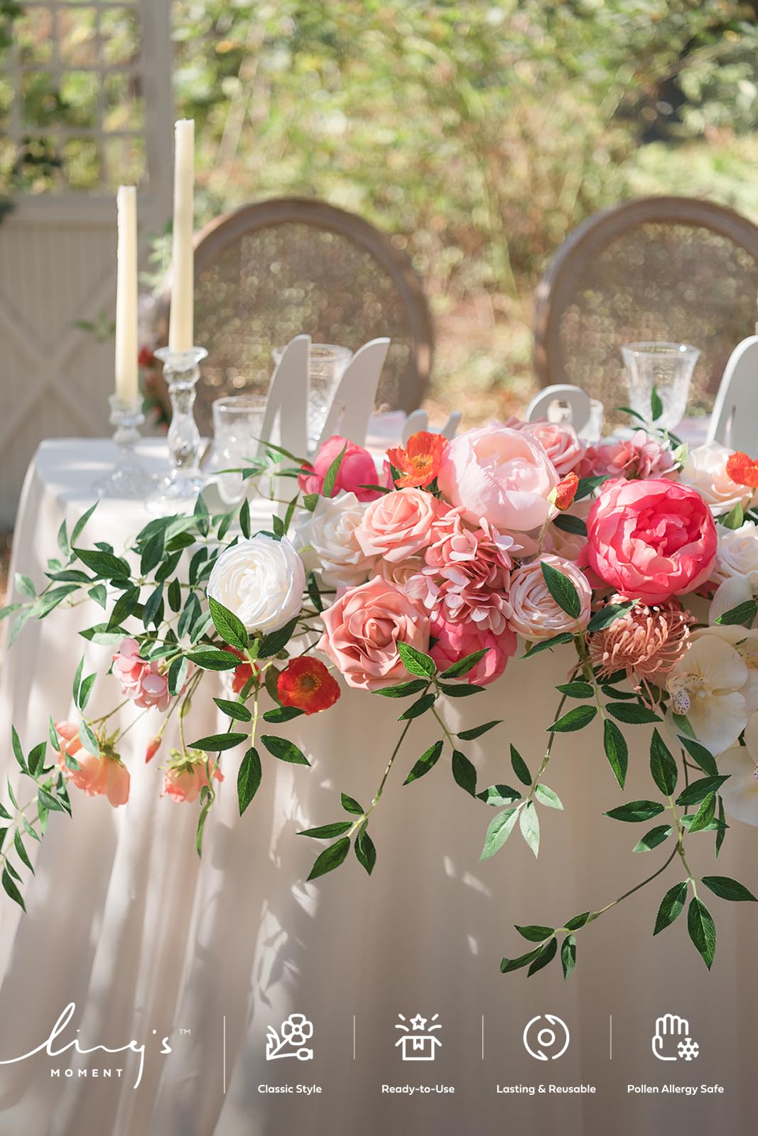 Ling's moment 6ft Rosa Banksiae Artificial Garland, Silk Laurel Leaf Vine for Wedding Arch, Table Centerpiece & Event Decor, Faux Greenery Filler for Elegant Arrangements