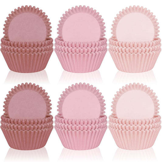 Whaline 600Pcs Dusty Pink Cupcake Liners Gradient Pink Color Baking Cups Holders Rose Cupcake Wrappers Muffin Liners for Bridal Baby Shower Wedding Birthday Party Supplies