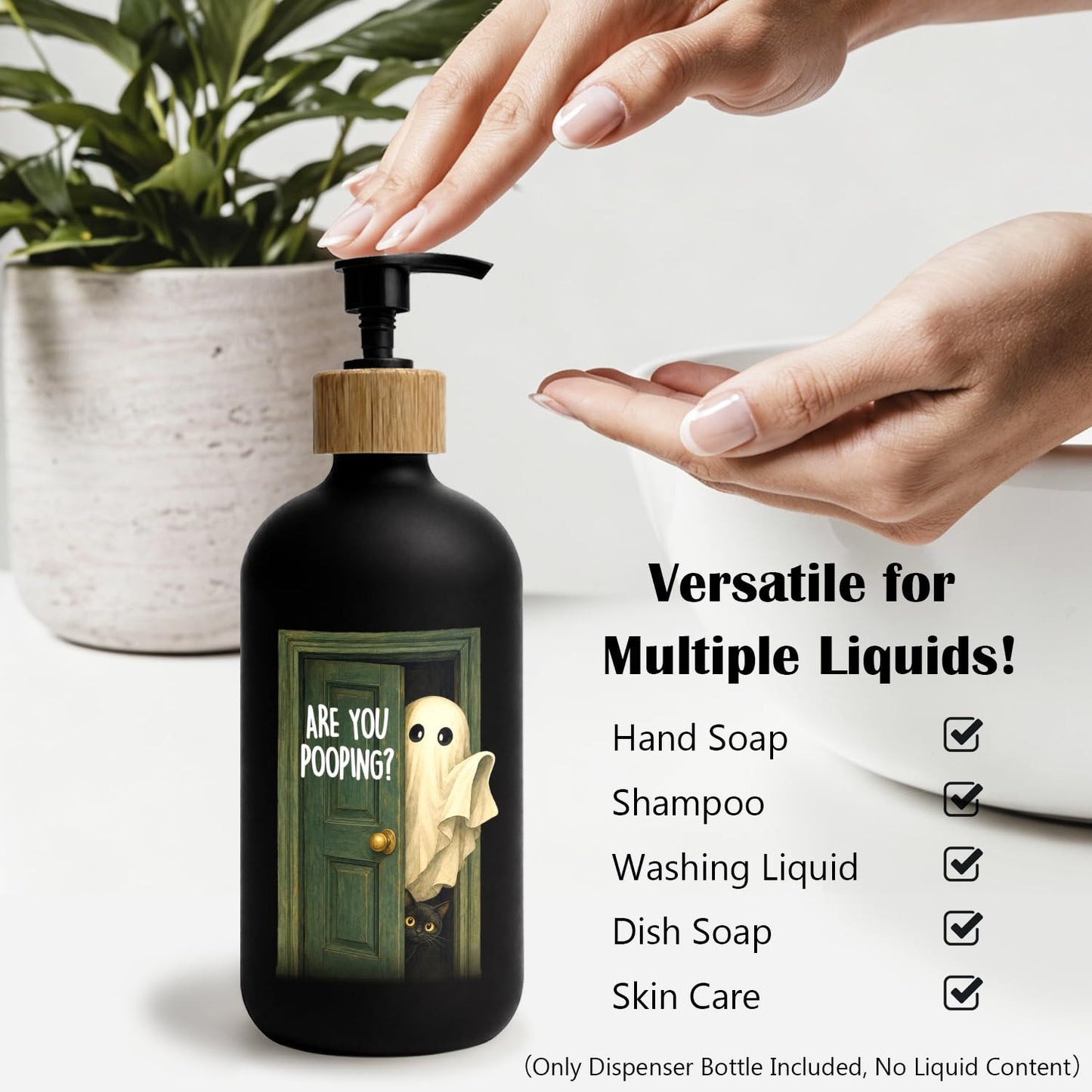 Stelloriellea Funny Halloween Bathroom Glass Soap Dispenser with Pump