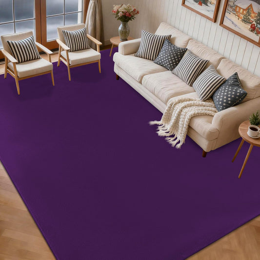 qulint 4x6 Area Rug for Bedroom, Modern Dark Purple Carpet for Living Room Thickened Memory-Foam Indoor Washable Rug, Minimalist Solid Non Slip Carpet for Boys Girls Kid Room Nursery Home Decor